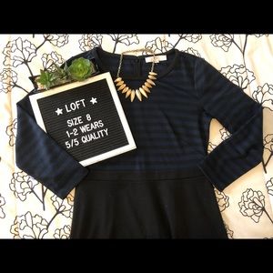 [ LOFT ] Stripe Fit & Flare 3/4 Sleeve Dress